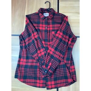 Field & Stream Womens XL Red Black Plaid Flannel Long Sleeve Button Down Shirt